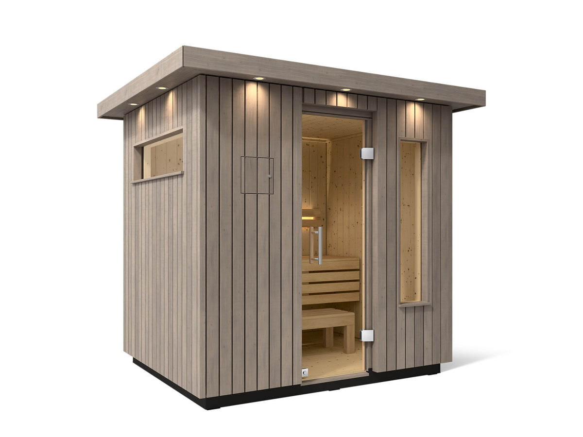 Kohler C2 Weathered Grey Spruce Outdoor Sauna - exterior