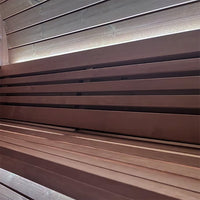 SaunaLife ERGO barrel sauna interior with LED bench lighting