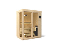 Kohler C1 Scandinavian Spruce Indoor Sauna - exterior with glass front