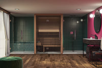 Auroom Cala Glass indoor sauna lifestyle