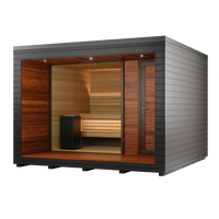 Auroom Natura outdoor sauna with black thermo-spruce exterior