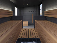 Auroom Terra M interior with thermo-aspen benches, view two
