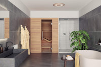 Auroom Baia Wood indoor sauna in bathroom