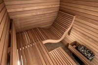 Auroom Baia Wood thermo-aspen interior with curved bench