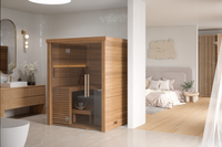 Auroom Baia Glass indoor sauna in bathroom
