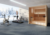 Auroom Libera Glass indoor sauna in fitness studio