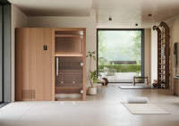 Auroom Libera Wood indoor sauna in fitness studio