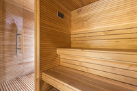 Auroom Natura sauna interior in thermo-aspen