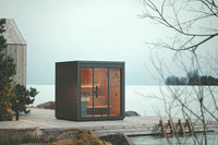 Auroom Mira L outdoor sauna in a landscape setting